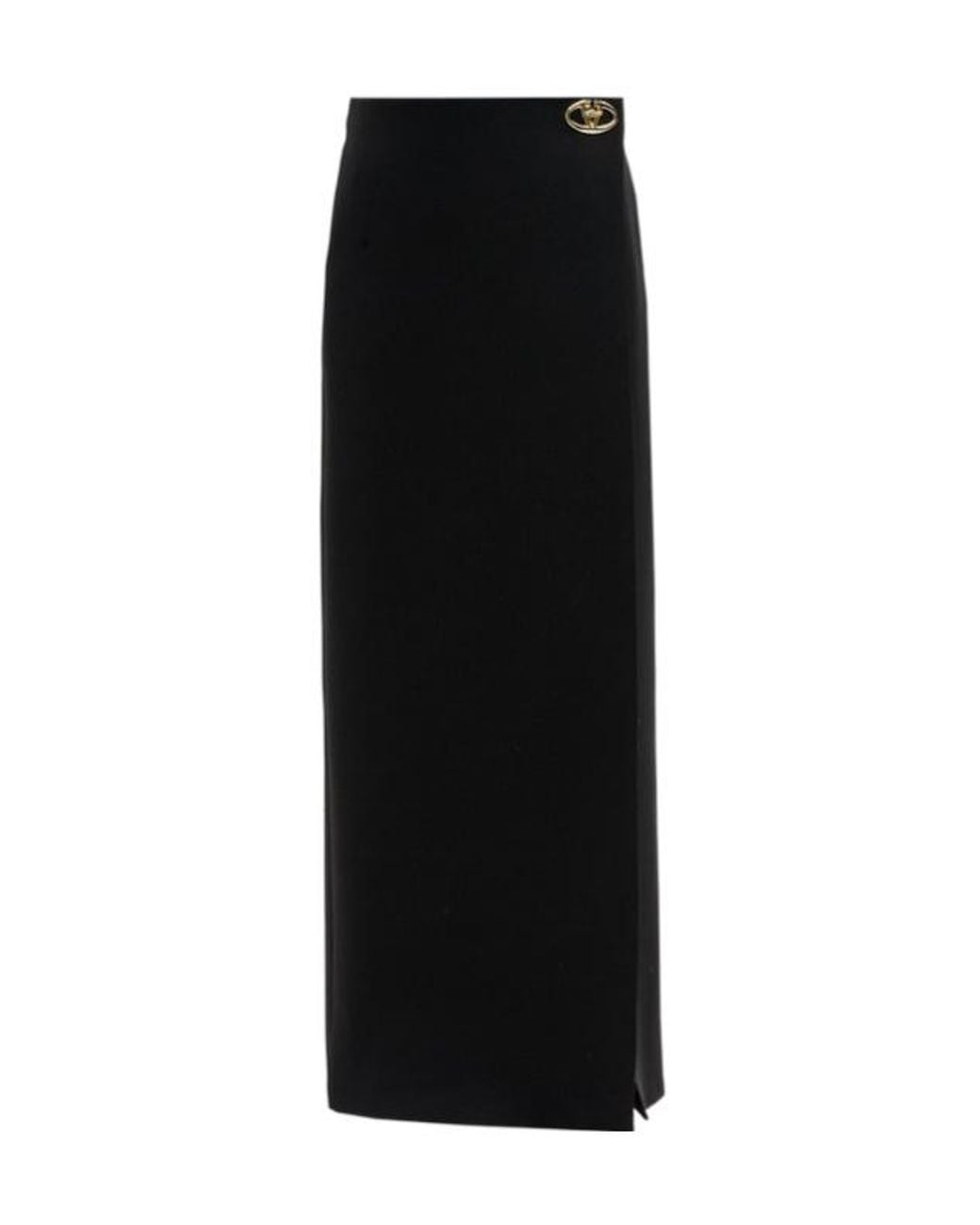 Valentino Black Logo Plaque Maxi Pencil Skirt