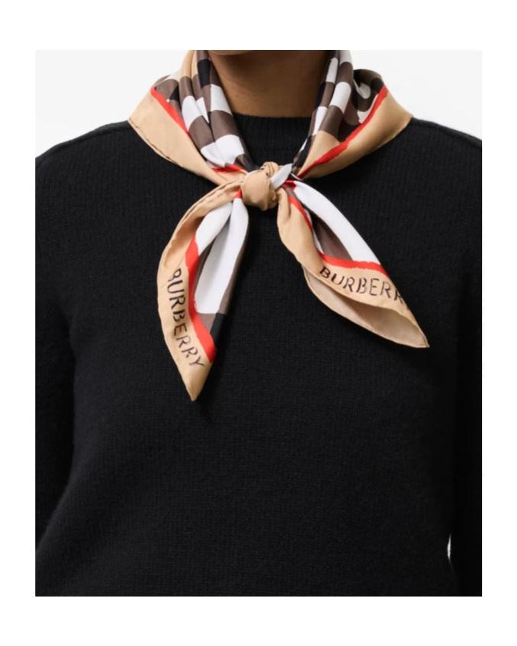 Burberry White Watercolour Check Silk Scarf