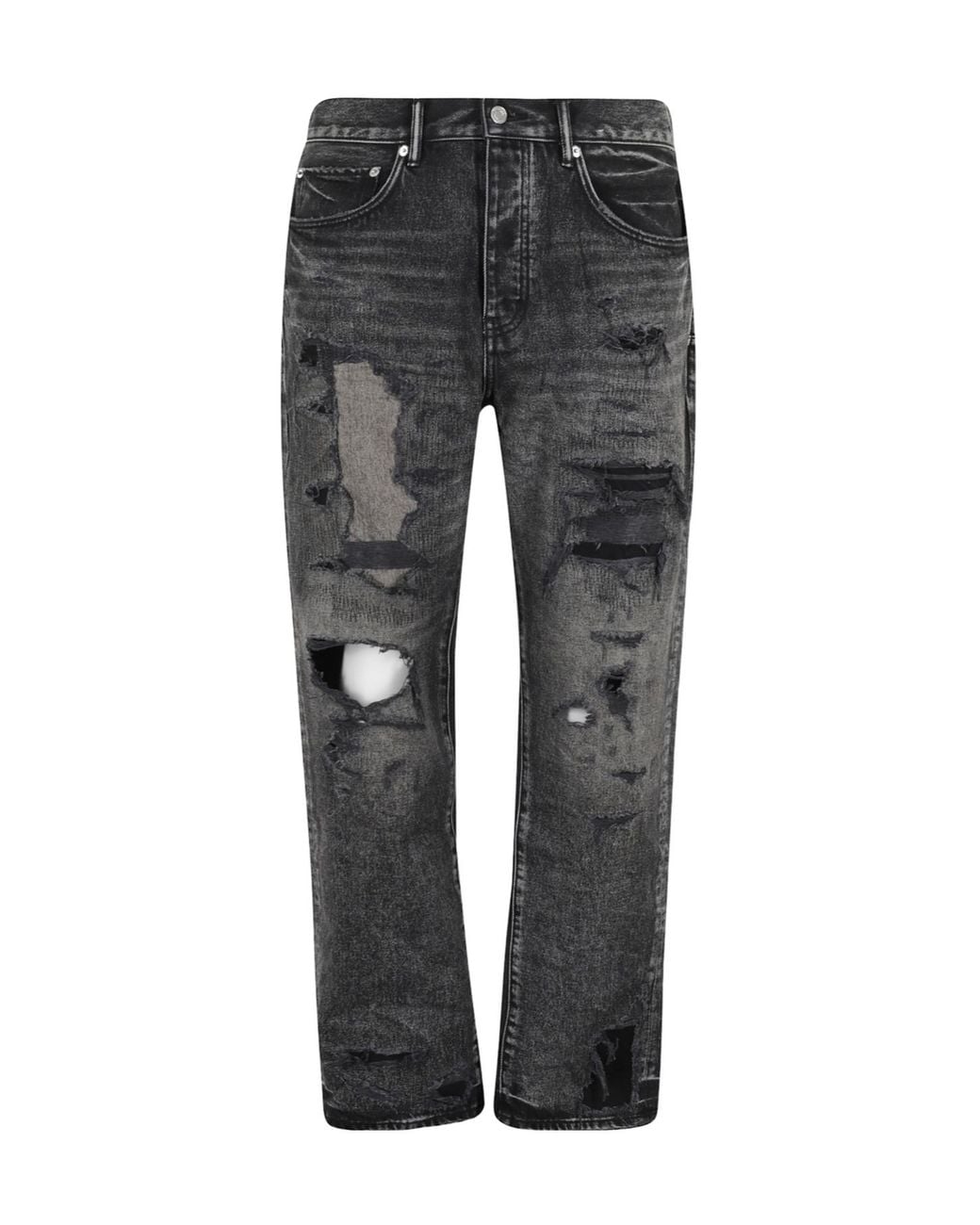 Purple Brand Gray Distressed Blowout Jeans for men