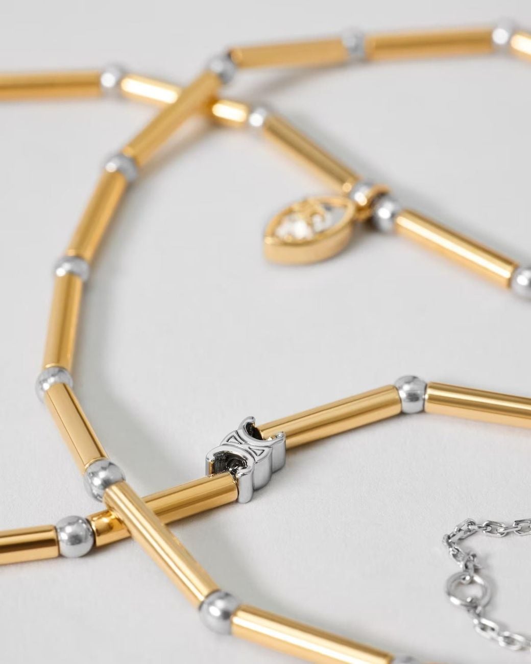 Céline Metallic Triomphe Glint Necklace