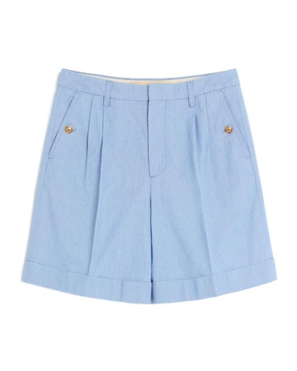 Valentino Blue Cuffed Denim Bermuda Shorts for men