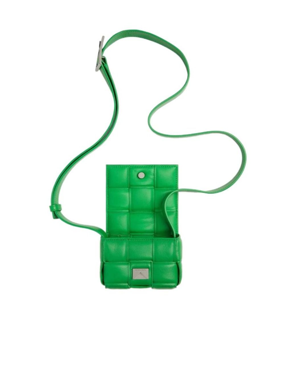 Bottega Veneta Green Woven Logo Detailed Padded Crossbody Bag for men