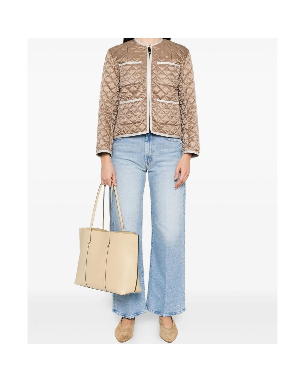 Max Mara Natural Celeste Quilted Pocket Jacket