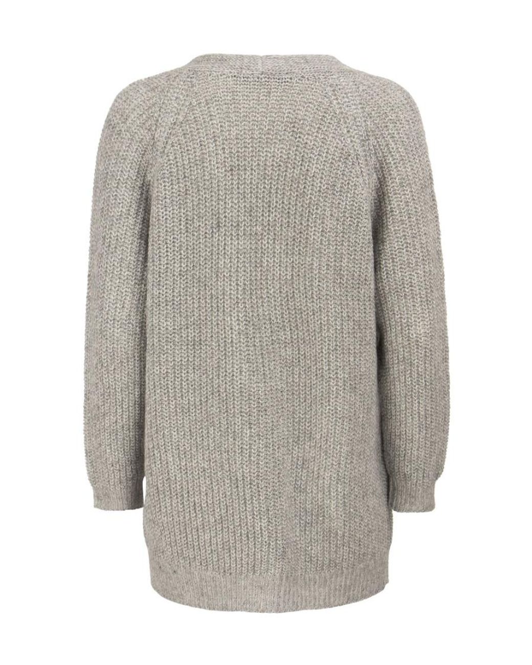 Fabiana Filippi Gray Ribbed-Knit Buttoned Cardigan