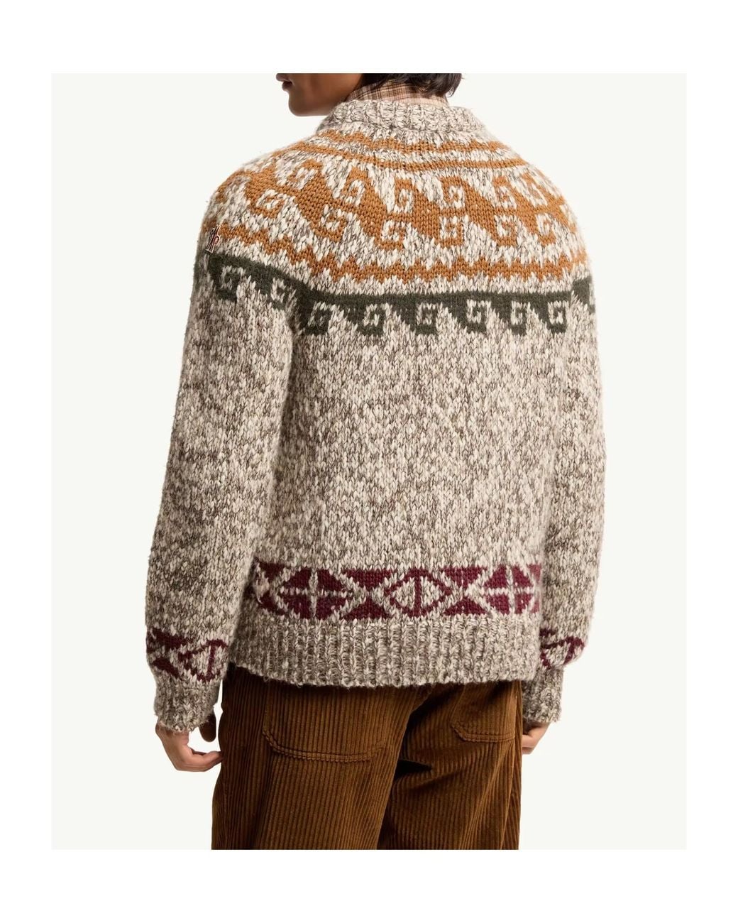 Moncler Brown Grenoble Geometric Jacquard Jumper for men