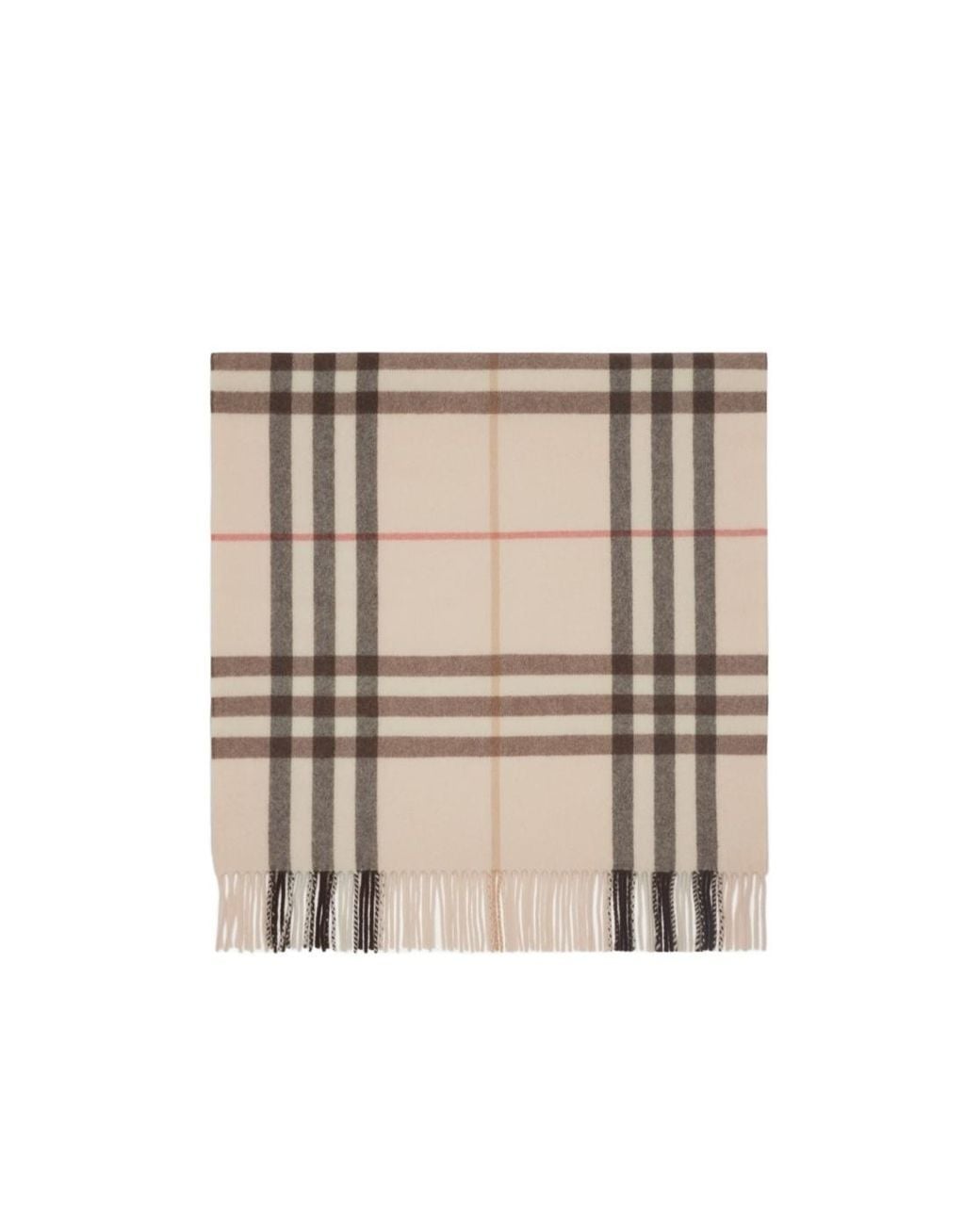 Burberry Natural Checked Fringed-Edge Scarf