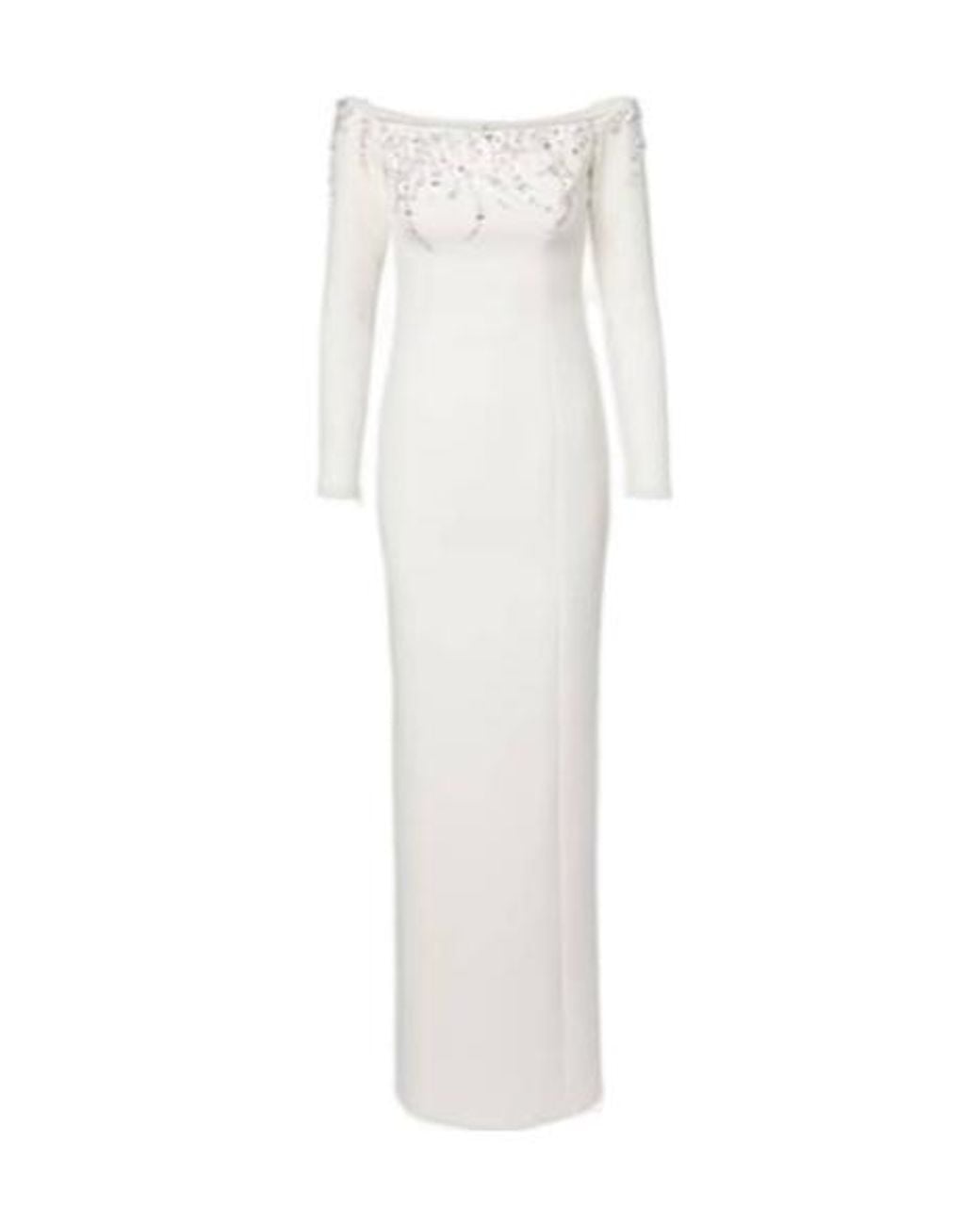 Safiyaa White Bridal Gioia Embellished Crêpe Gown
