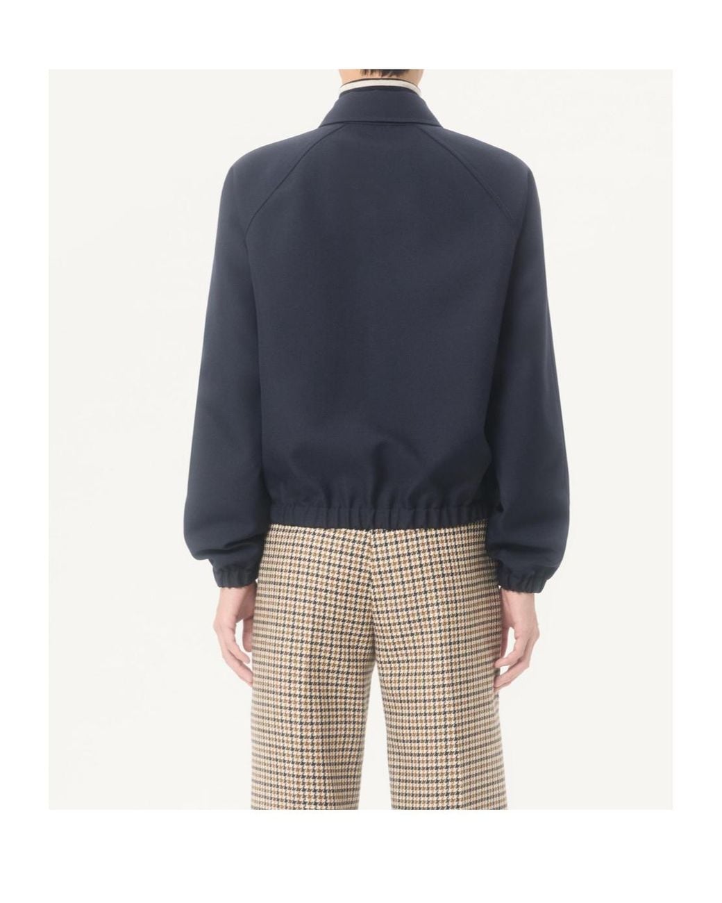 Valentino Blue Logo Plaque Zip-Up Bomber Jacket for men