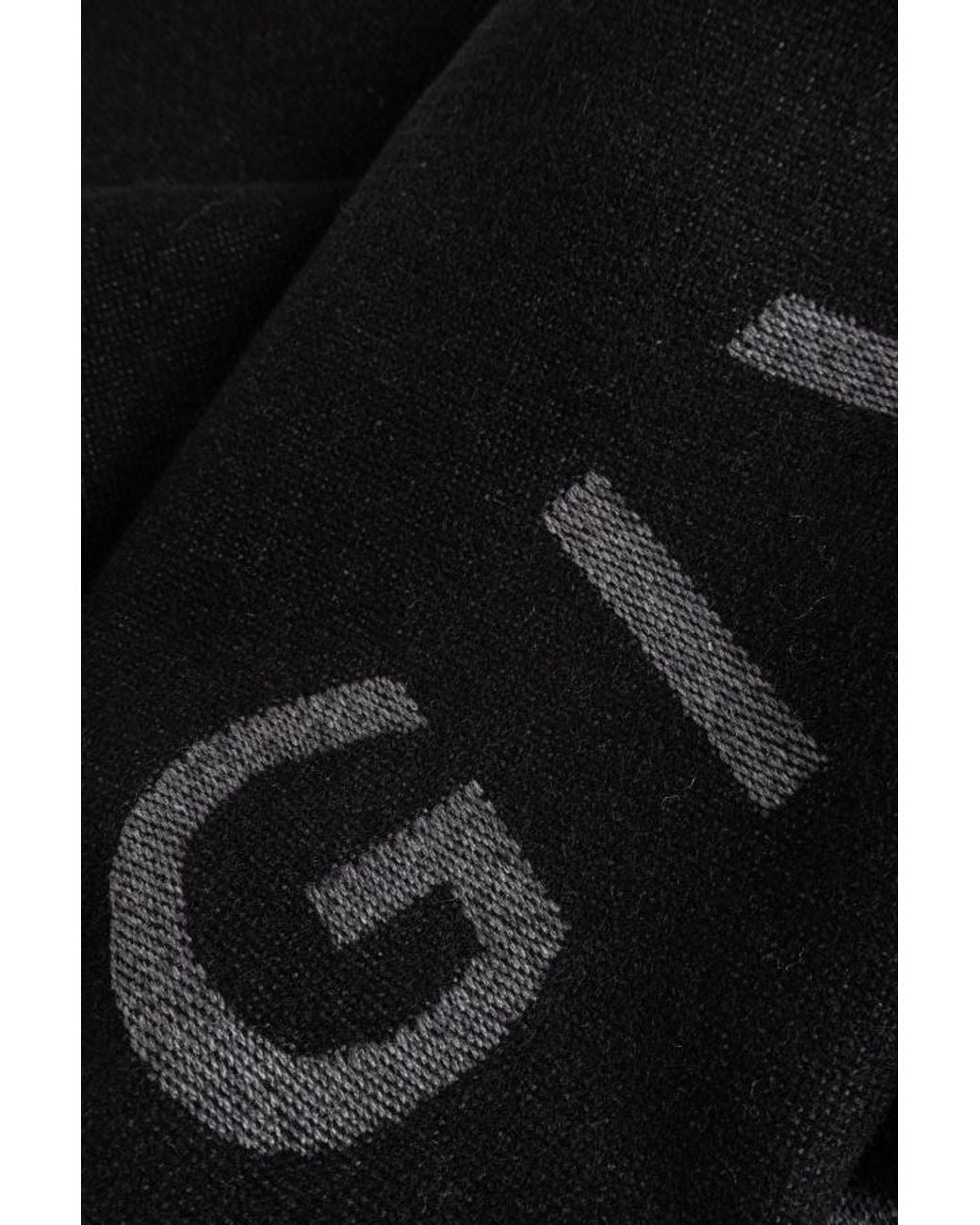 Givenchy Black Logo Fringe Scarf