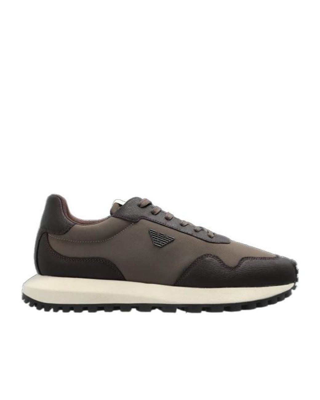 Emporio Armani Gray Logo Panel Low-Top Sneakers for men