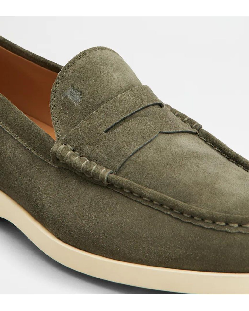 Tod's Green Topstitching Penny Loafers for men