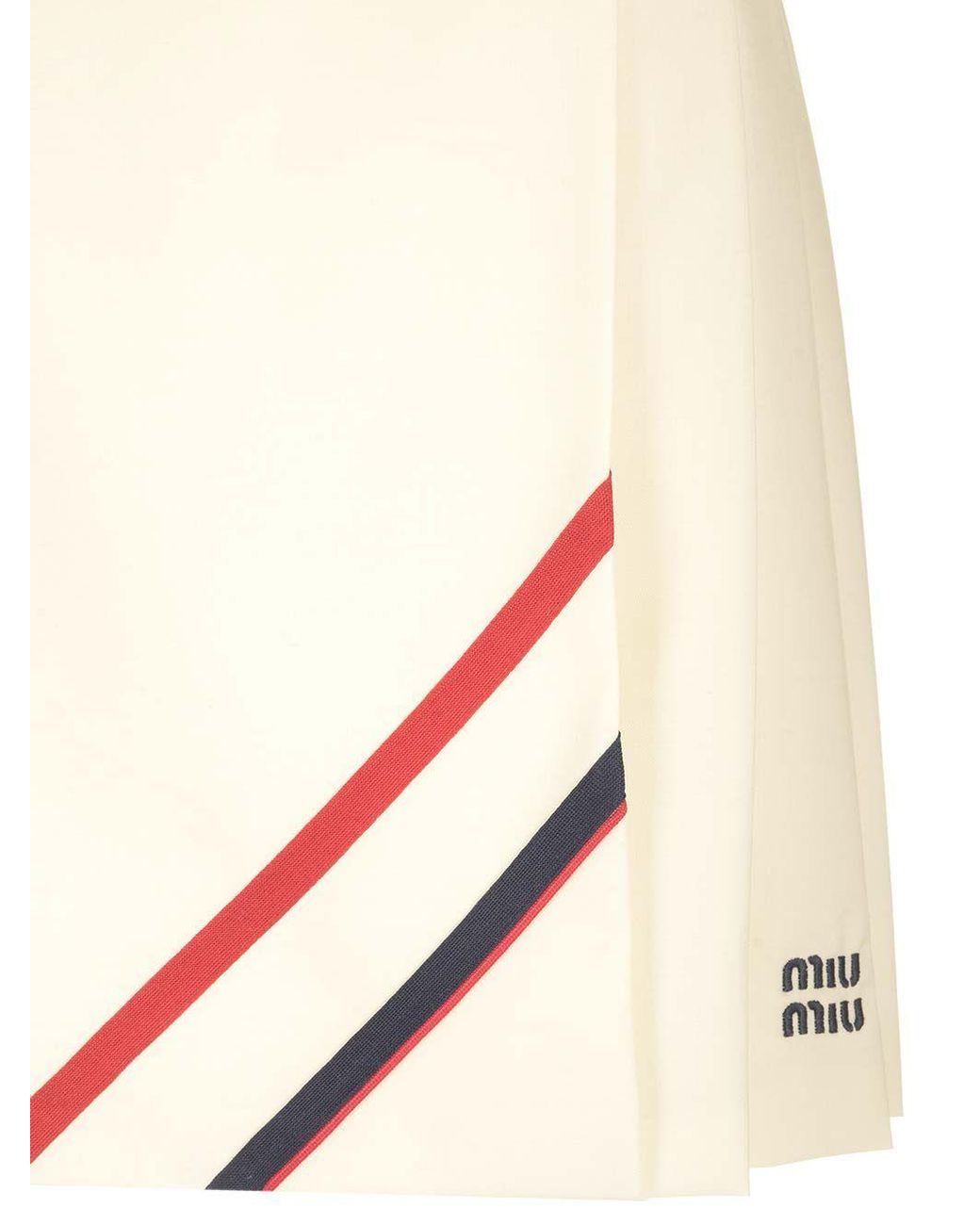 Miu Miu Natural Pleated Mohair Canvas Skirt