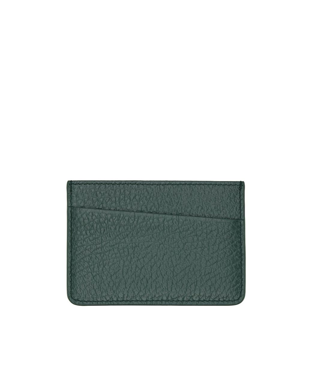 Maison Margiela Green Grained Leather Cardholder Wallet for men