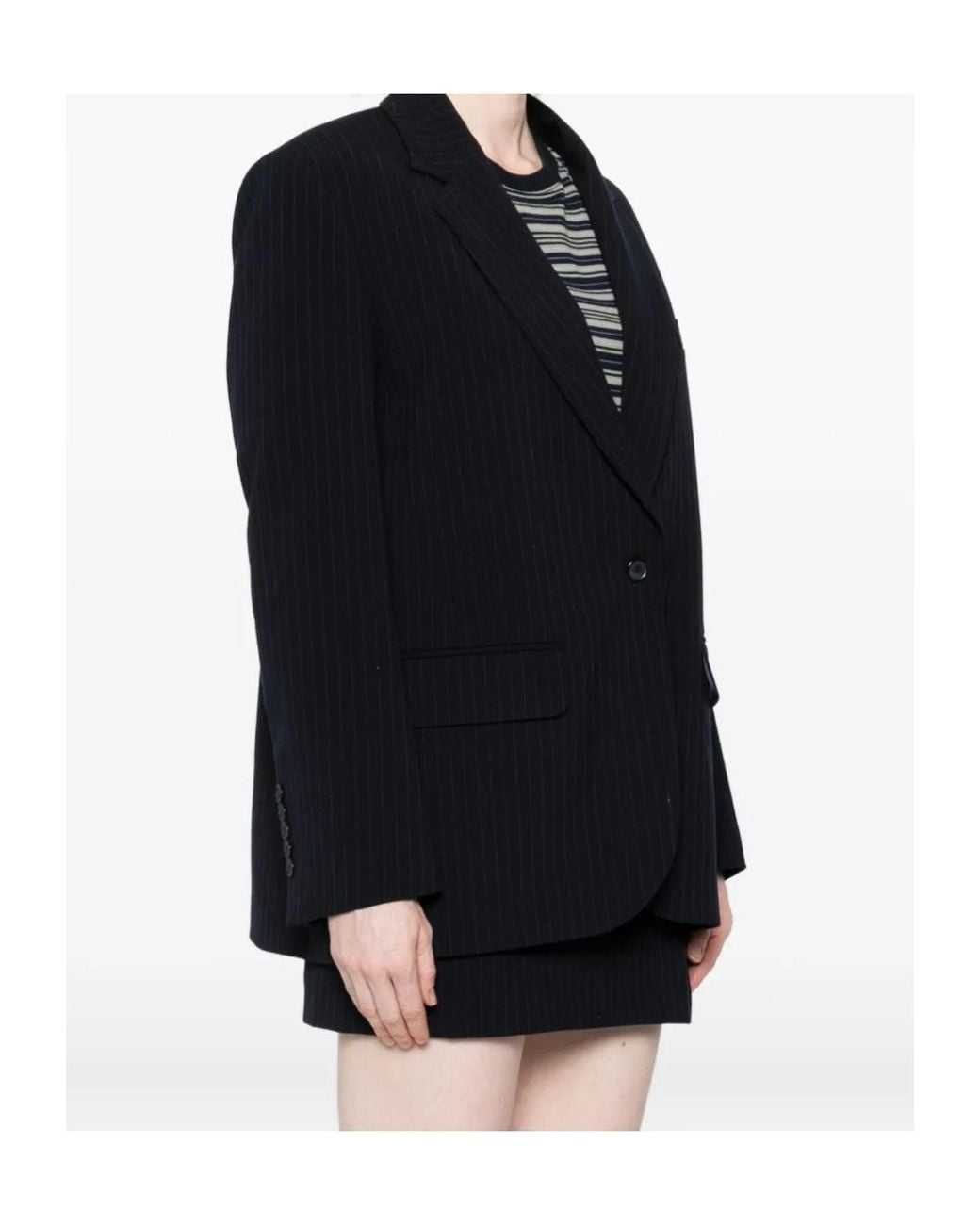Aniye By Blue Pinstripe-Print Single-Breasted Blazer