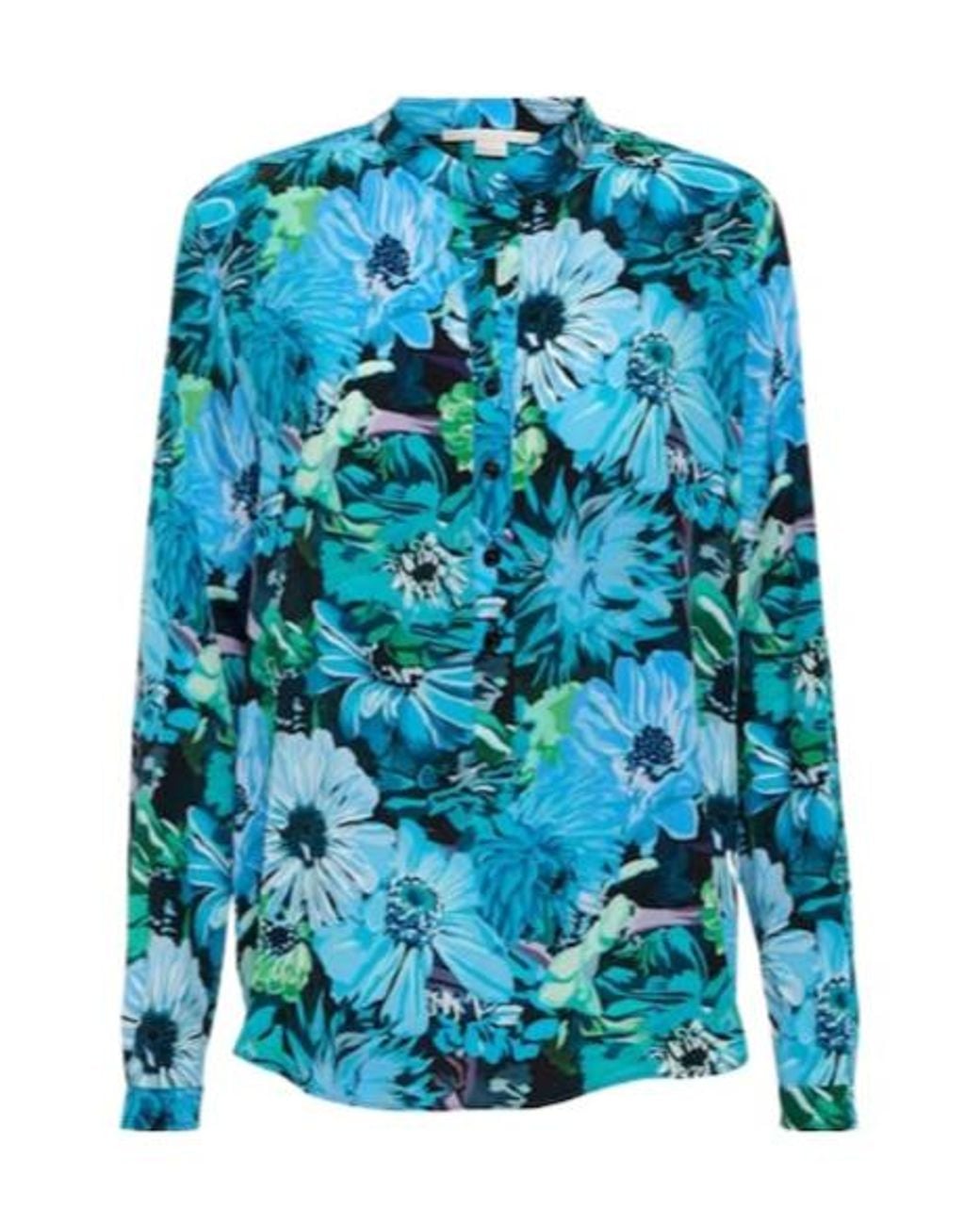 Stella McCartney Blue Floral Silk Crêpe De Chine Blouse