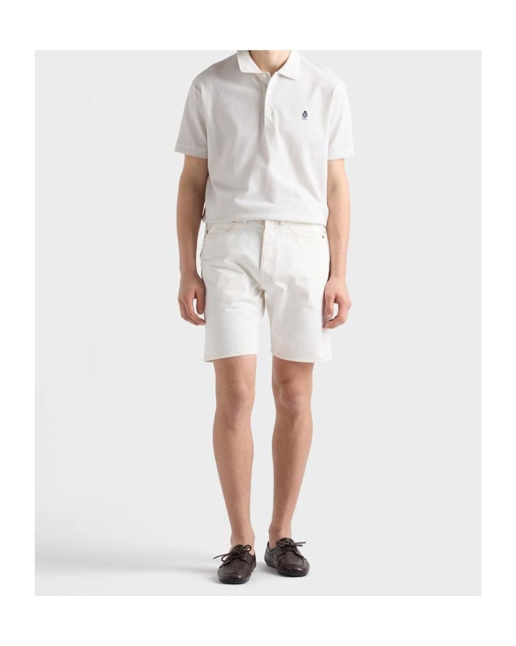 Prada White Garment-Dyed Cotton Polo Shirt for men