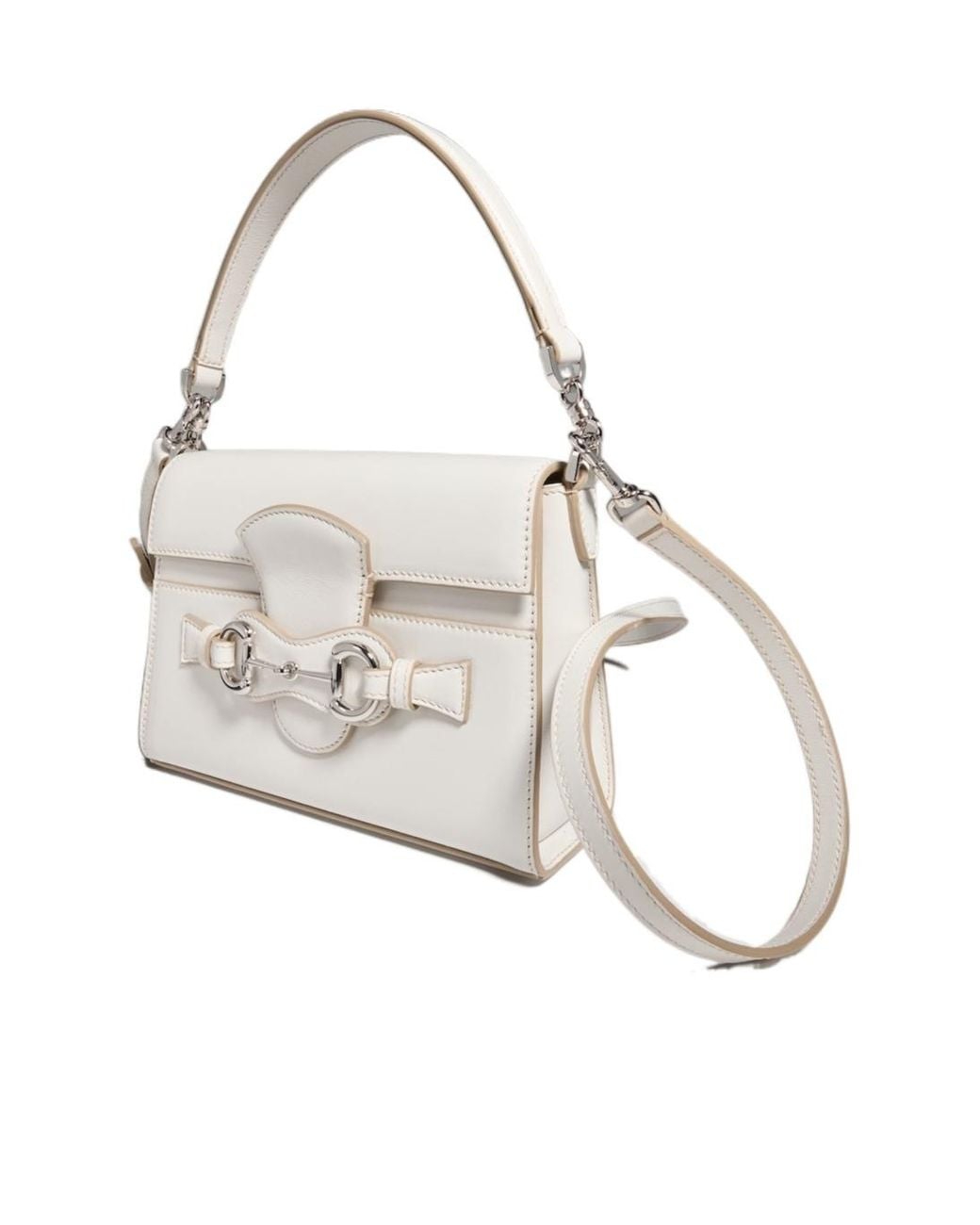 Gucci White Horsebit Duomo Small Top Handle Bag