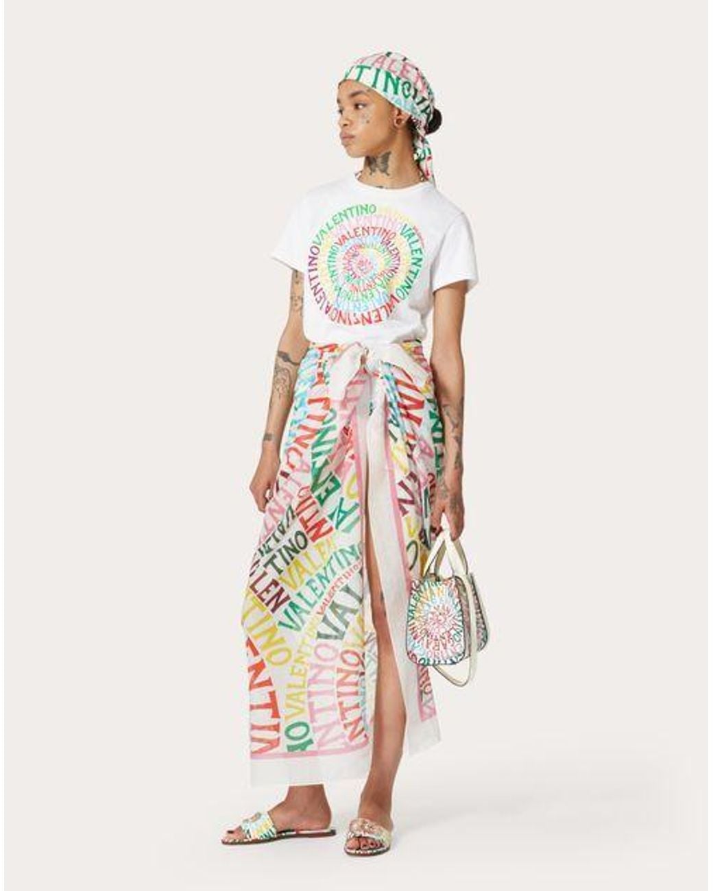 Valentino White Logo Ring Jersey T-Shirt