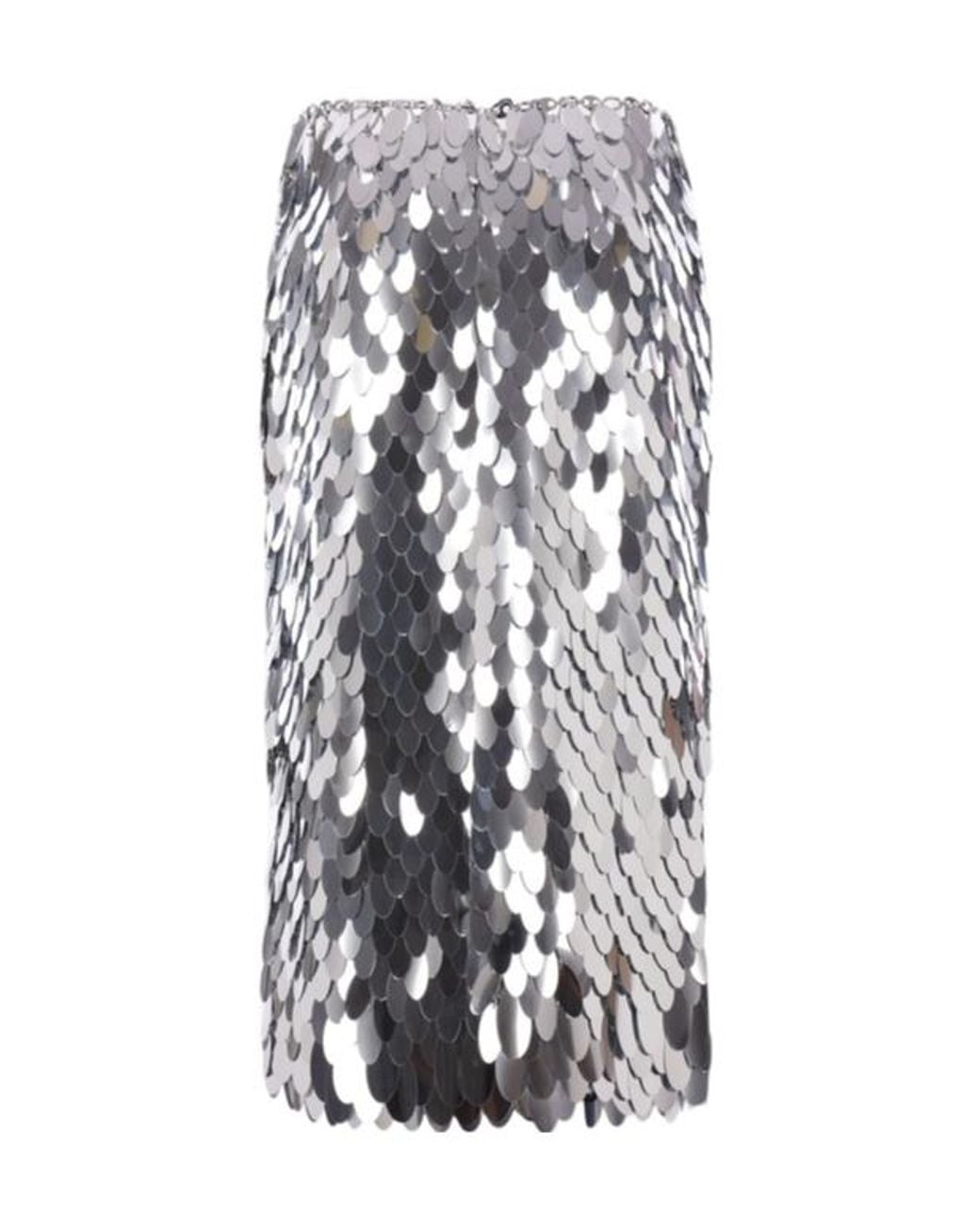 Rabanne White Oval-Disc Chain-Link Mini Skirt