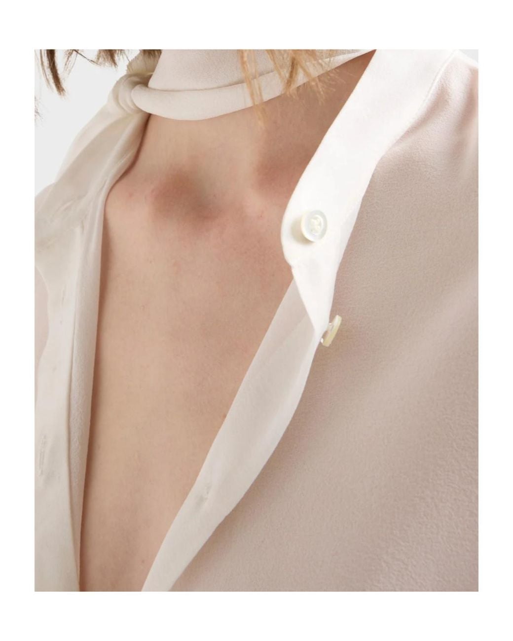 7 For All Mankind White Pussy-Bow Long-Sleeve Shirt