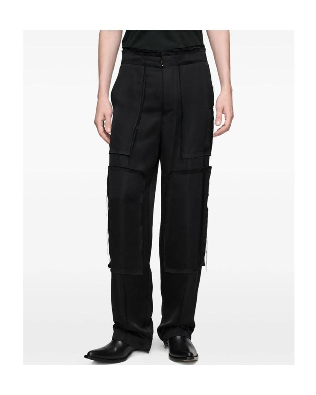 Maison Margiela Black Patchwork Satin Trousers for men