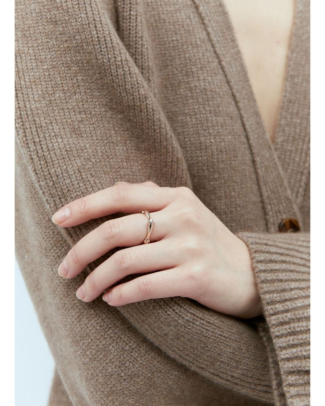 Bottega Veneta Brown Sardine Ring