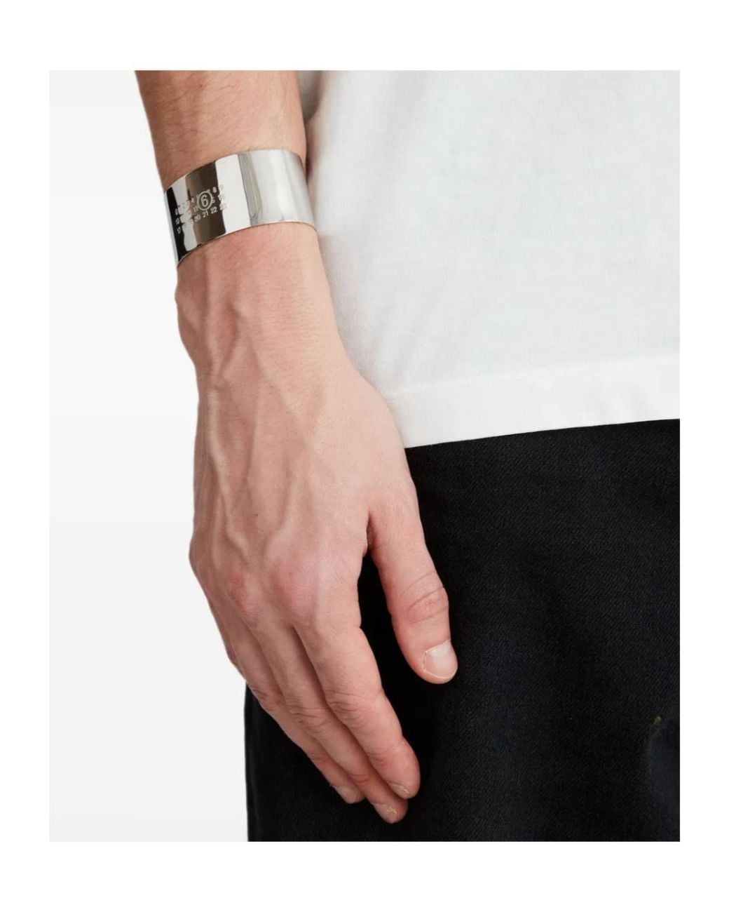 MM6 by Maison Margiela White Engraved Numeric Signature Bracelet for men