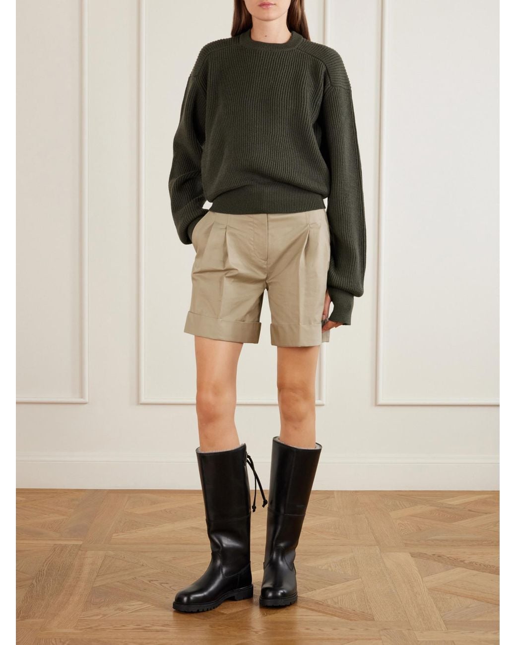 Rier Green Ribbed Virgin Wool Sweater