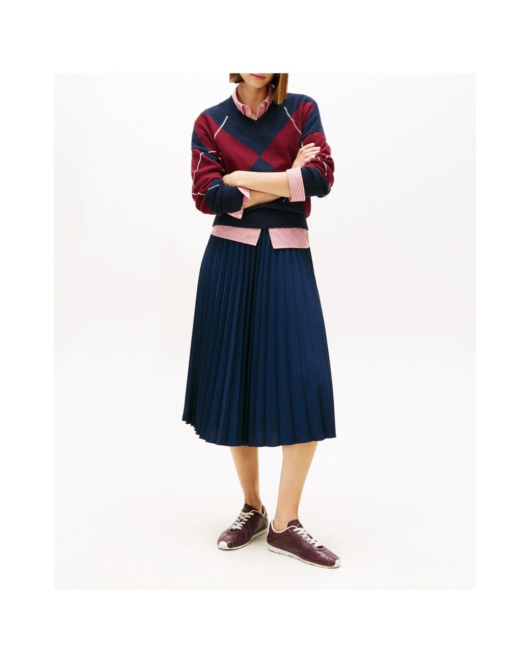 Tommy Hilfiger Blue Pleated Midi Skirt