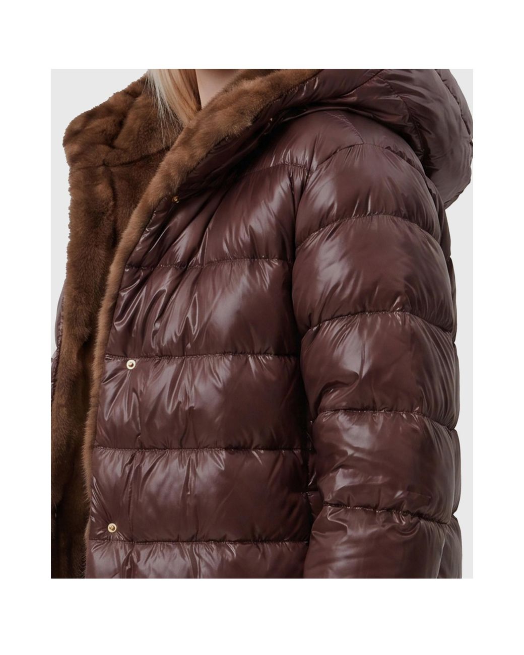 Herno Brown Hooded Quilted Coats