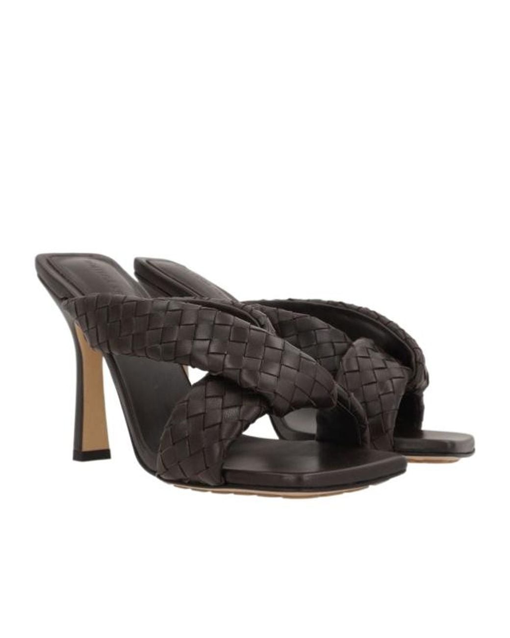 Bottega Veneta Brown Riva Intreccio Heeled Sandals