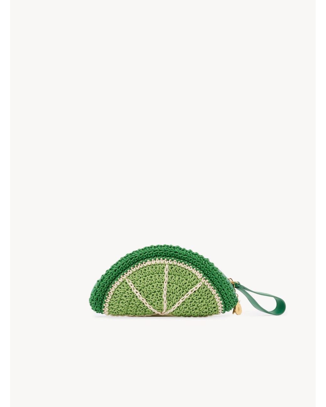 Chloé Green Tropicus Lime Slice Crochet Clutch Bag