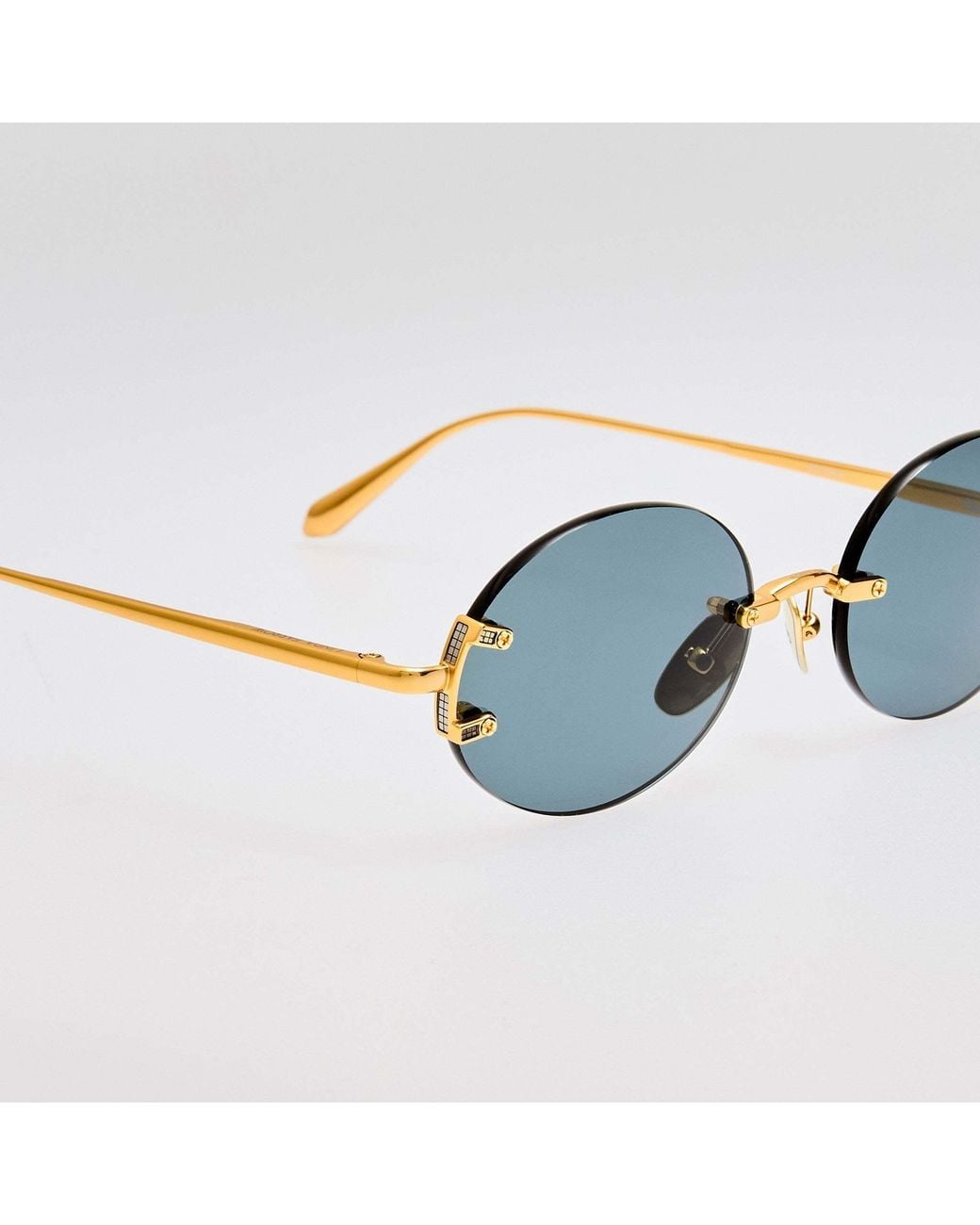 Linda Farrow Blue Stella Oval Frame Sunglasses for men