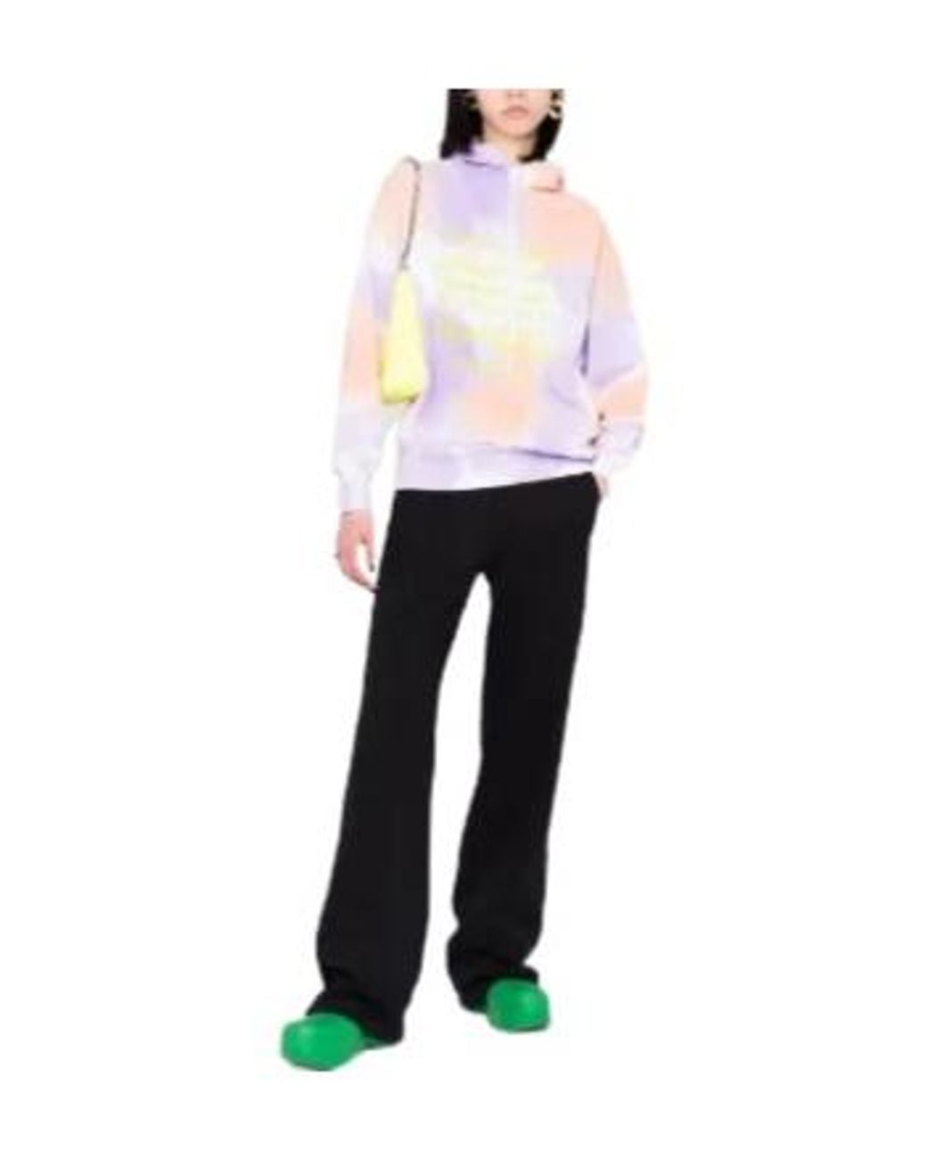 MSGM White Slogan-Print Tie-Dye Hoodie