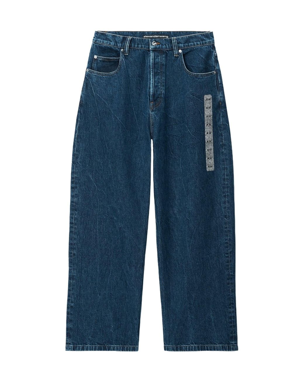 Alexander Wang Blue Crystal-Embellished Wide-Leg Jeans for men