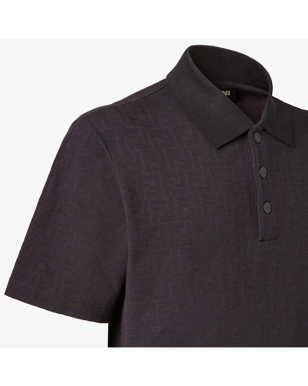 Fendi Black Ff Jacquard Short Sleeved Polo Shirt for men