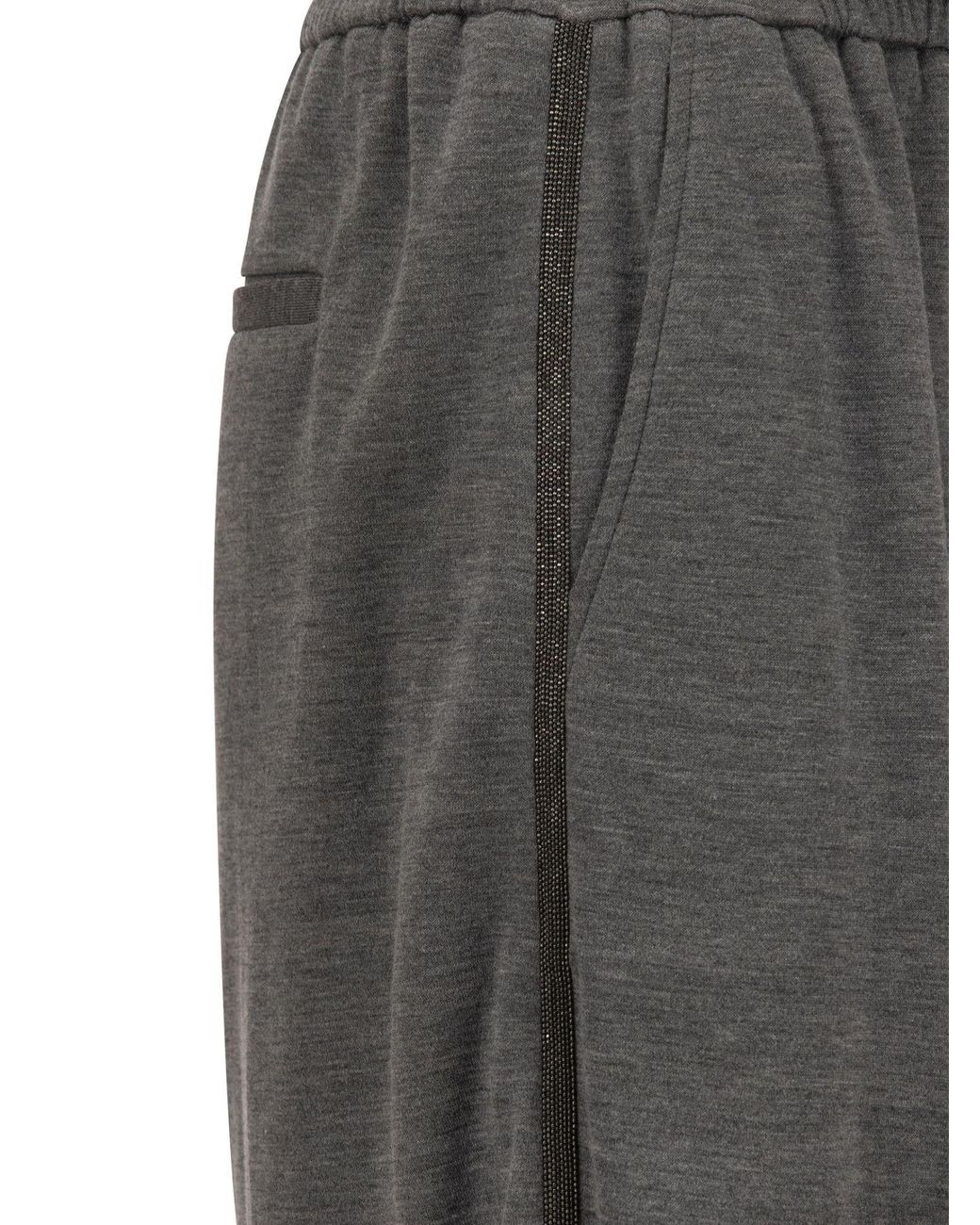 Brunello Cucinelli Blue Wide Leg Trousers With Drawstring