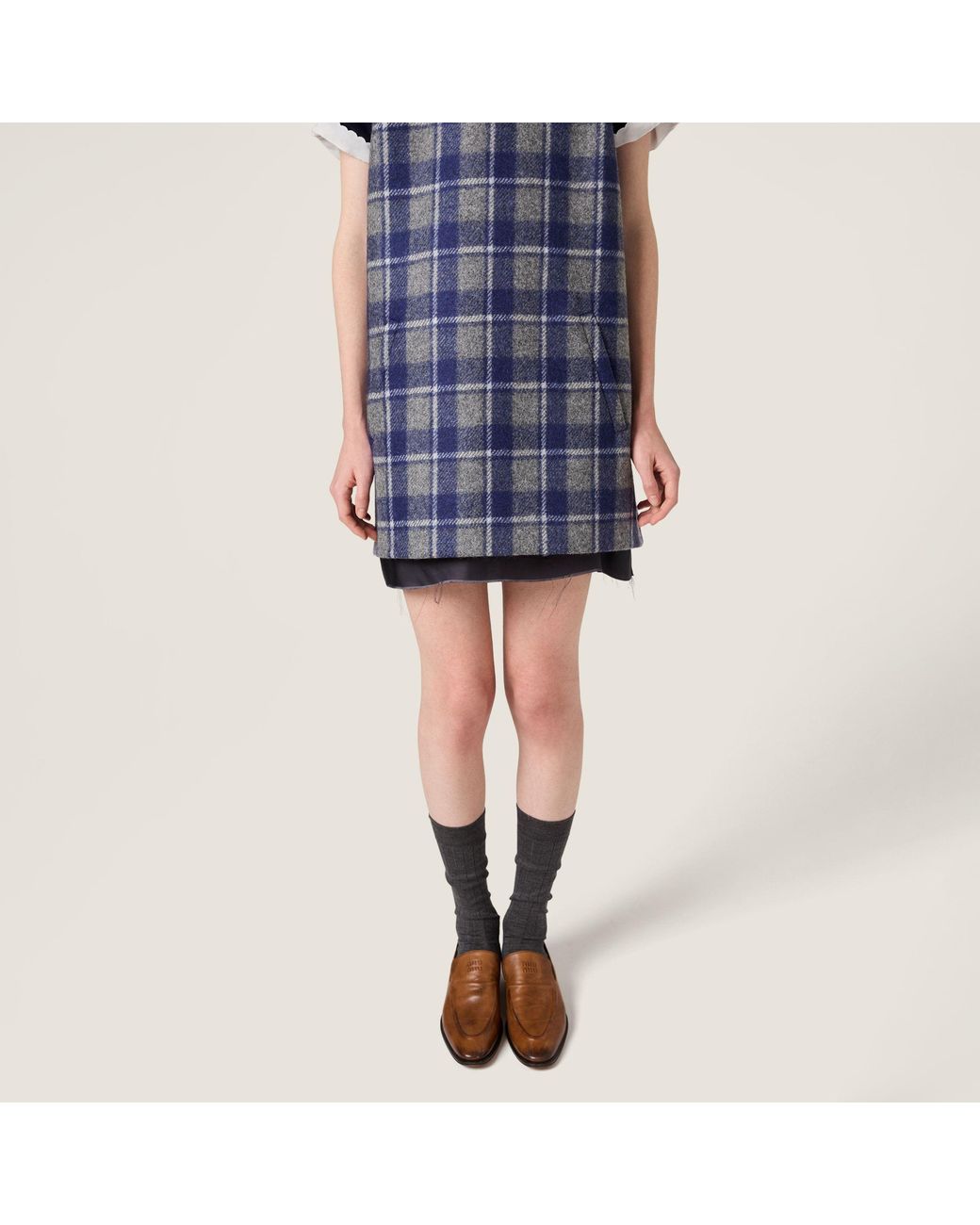 Miu Miu Blue Plaid Mini Dress