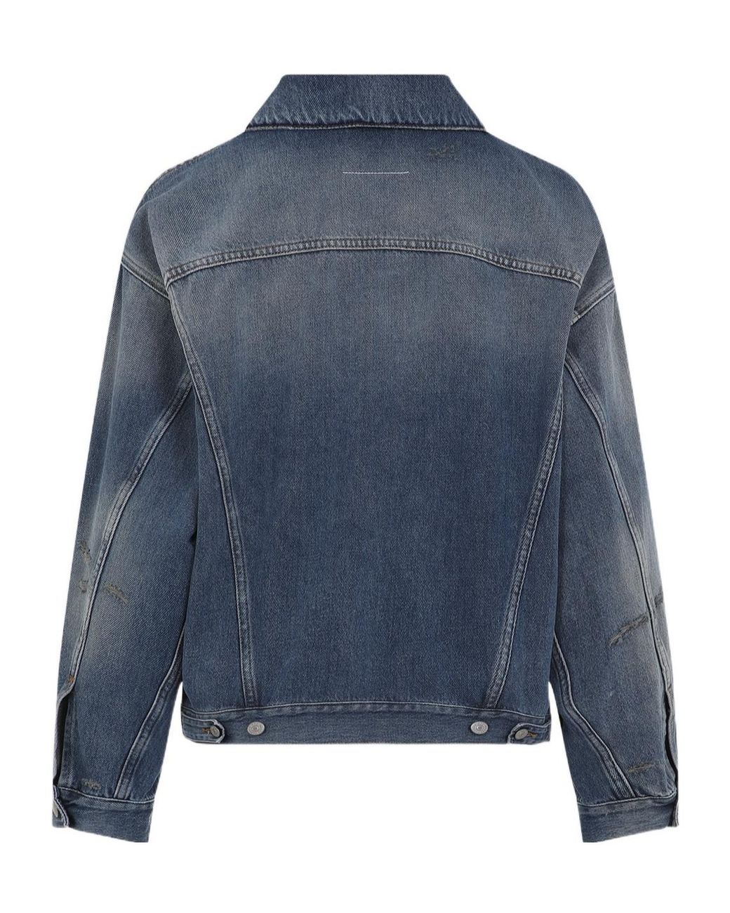 MM6 by Maison Margiela Blue Distressed Denim Jacket