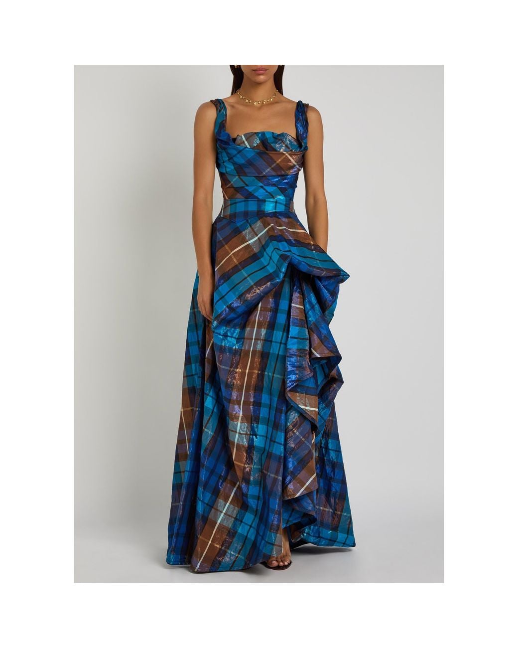 Vivienne Westwood Blue Plaid Shiny Dress