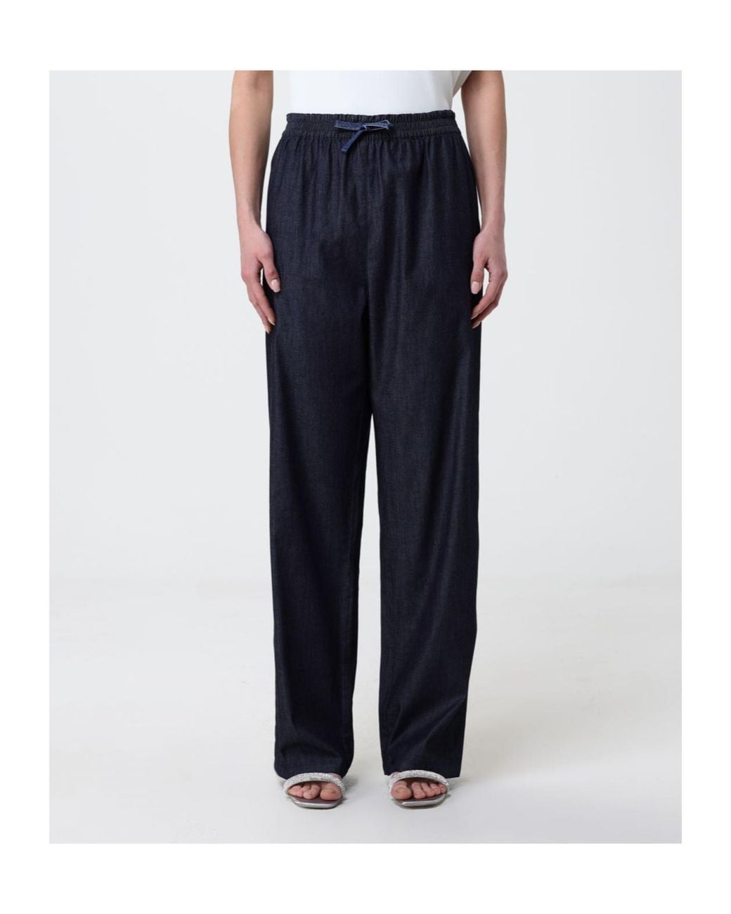 Emporio Armani Blue Drawstring Straight Leg Pants