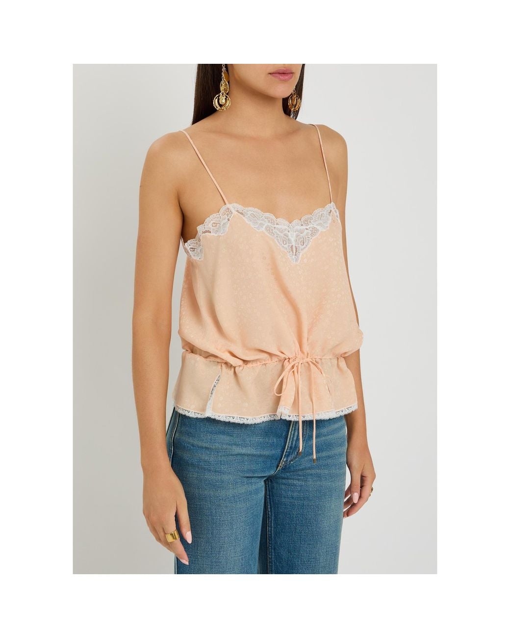 Chloé Natural Silk Floral Square Neck Cami Vest