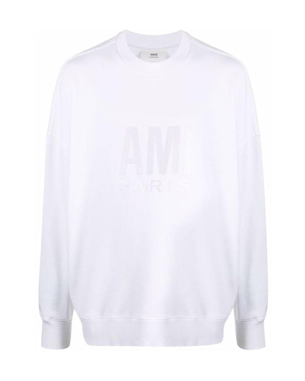 AMI White Tonal Logo-Embroidered Sweatshirt for men