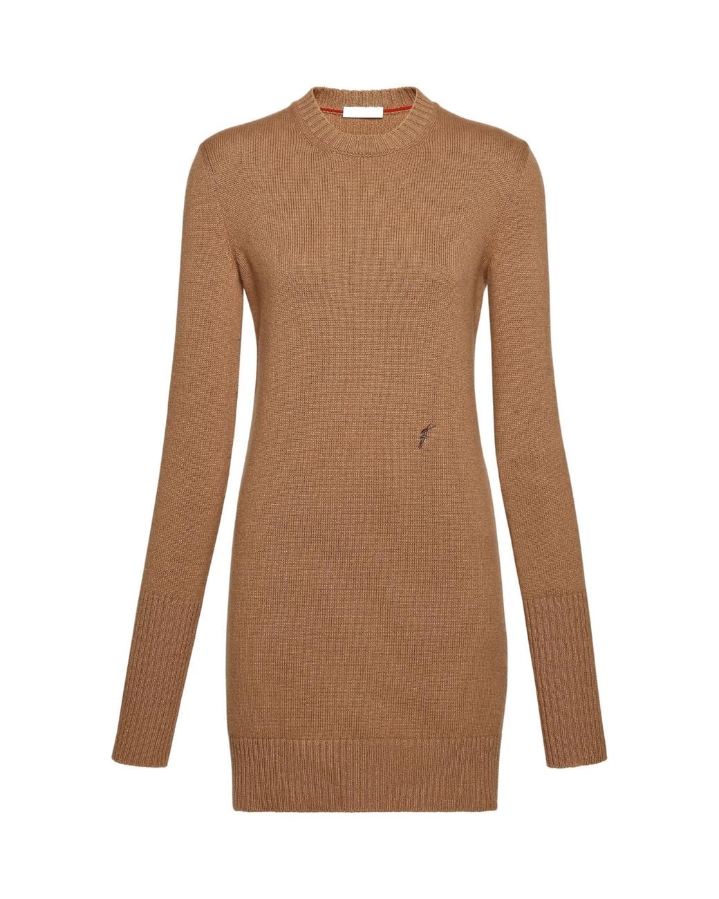 Ferragamo Brown Ferragamo Crewneck Mini Dress