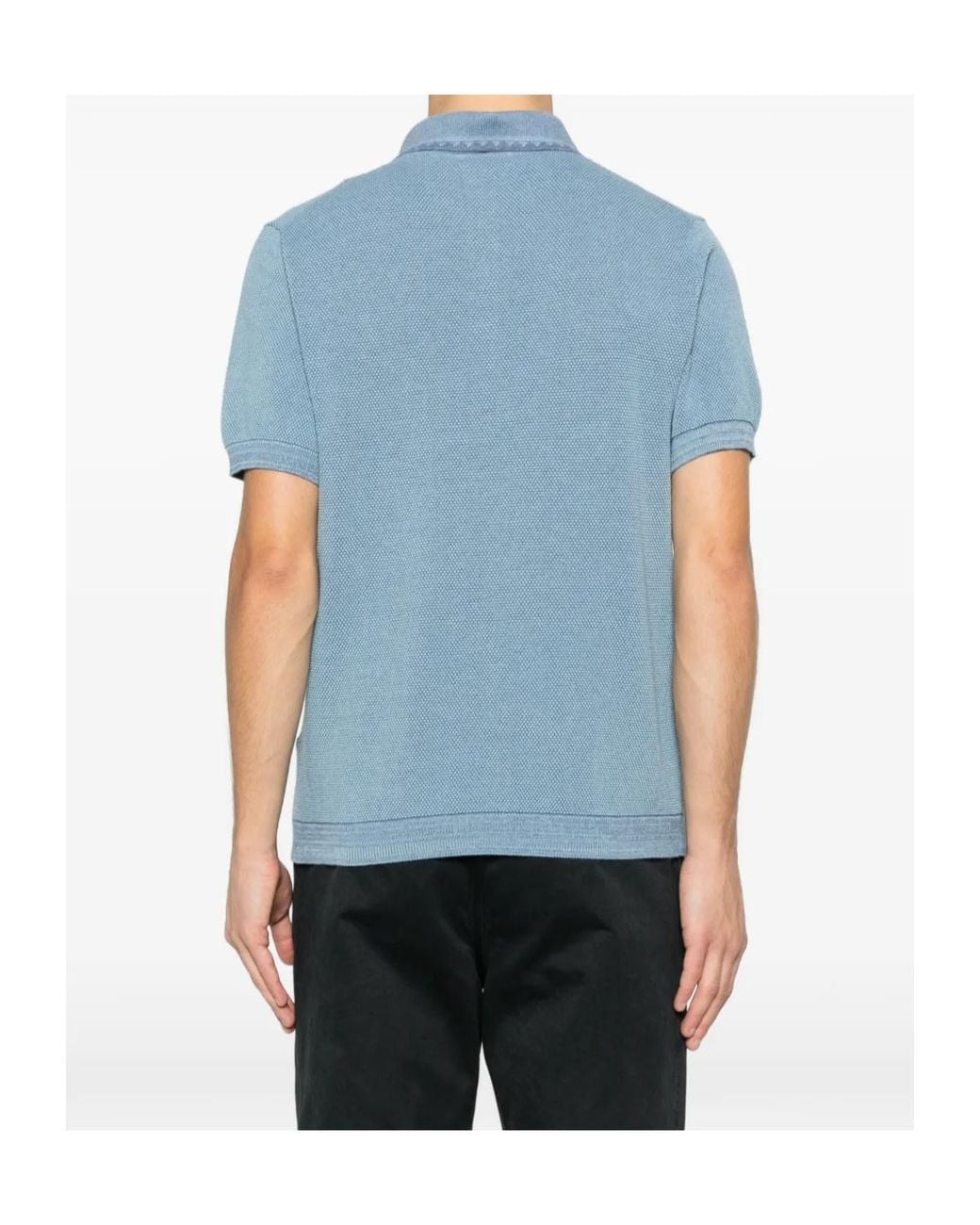 Etro Blue Logo Embroidered Pique Polo Shirt for men