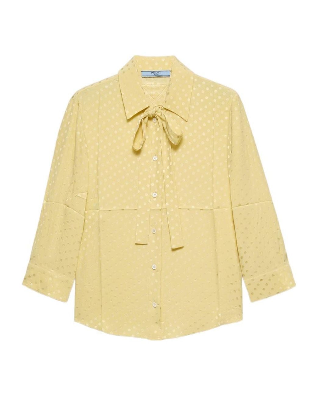 Prada Yellow Polka-Dot Satin Shirt