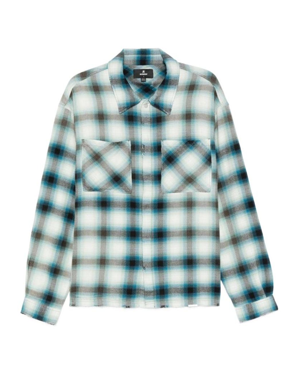 Represent Blue Plaid Straight Hem Shirt for men