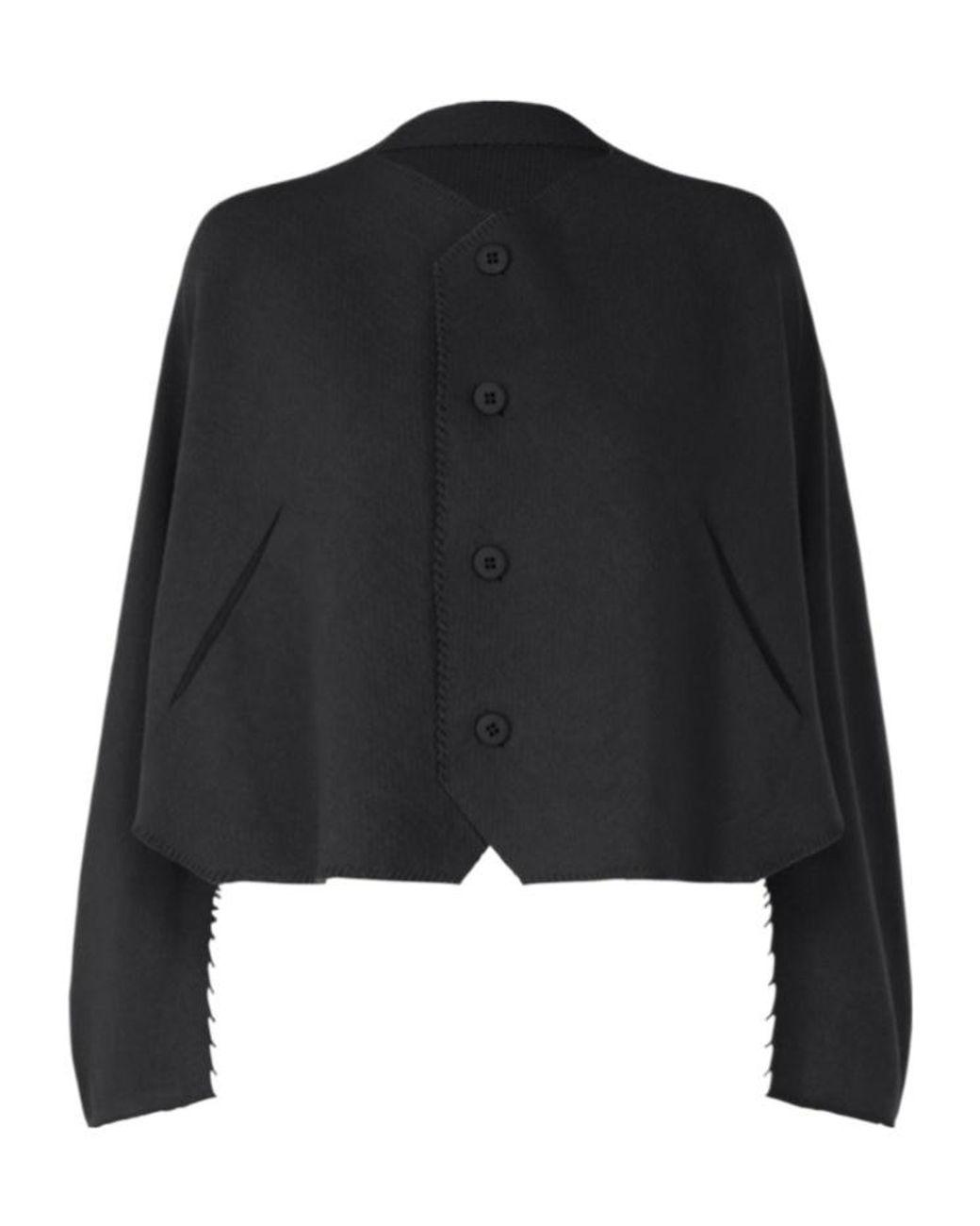 Issey Miyake Black V-Neck Buttoned Cardigan