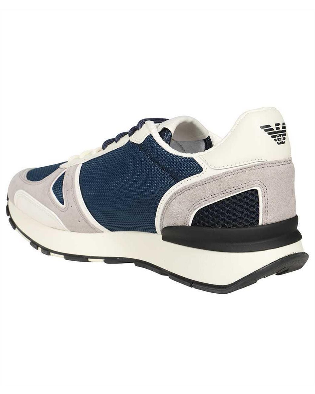 Emporio Armani Blue Logo-Print Low-Top Sneakers for men
