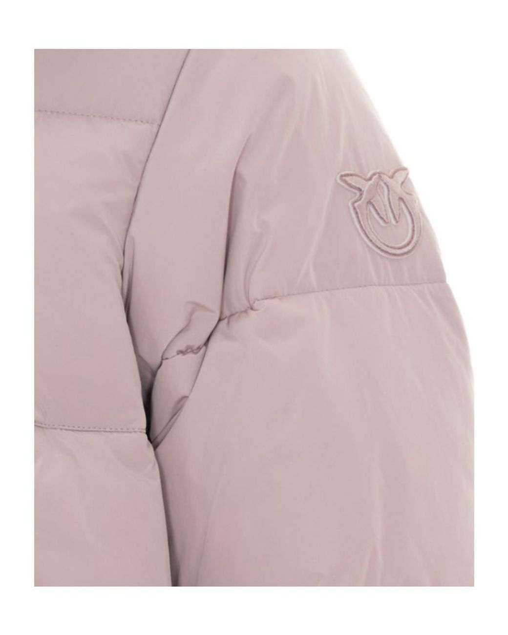 Pinko Pink Ribbed-Collar Zipped Puffer Coat